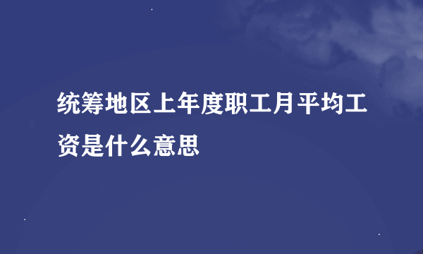 统筹地区上年度职工月平均工资是什么意思