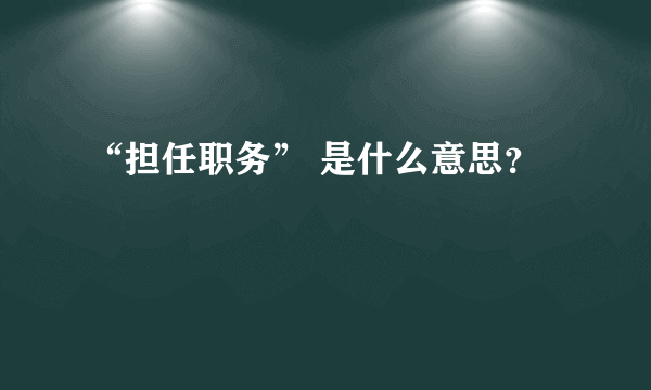 “担任职务” 是什么意思？