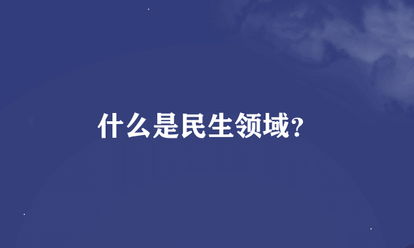 什么是民生领域？