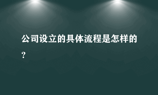 公司设立的具体流程是怎样的？