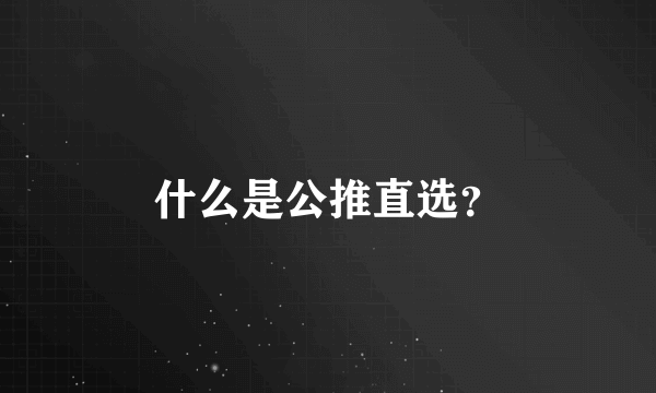 什么是公推直选？