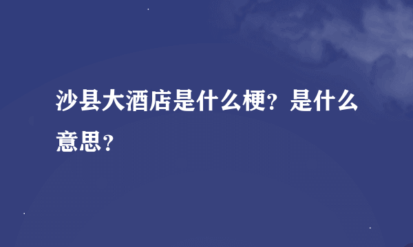 沙县大酒店是什么梗？是什么意思？