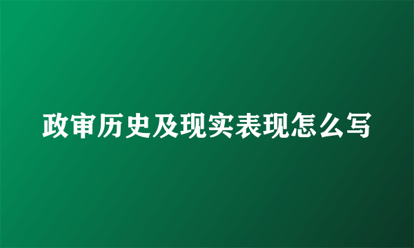 政审历史及现实表现怎么写