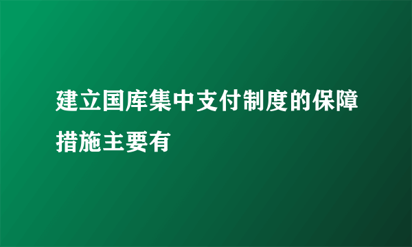 建立国库集中支付制度的保障措施主要有