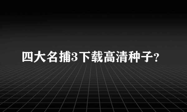 四大名捕3下载高清种子？