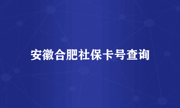 安徽合肥社保卡号查询