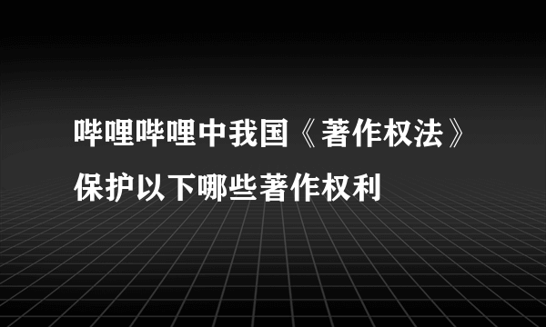 哔哩哔哩中我国《著作权法》保护以下哪些著作权利