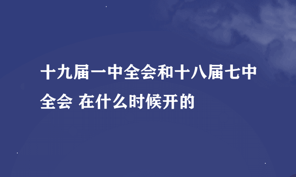 十九届一中全会和十八届七中全会 在什么时候开的