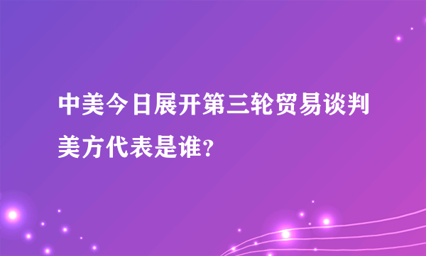 中美今日展开第三轮贸易谈判美方代表是谁？