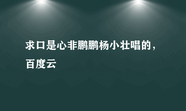 求口是心非鹏鹏杨小壮唱的，百度云