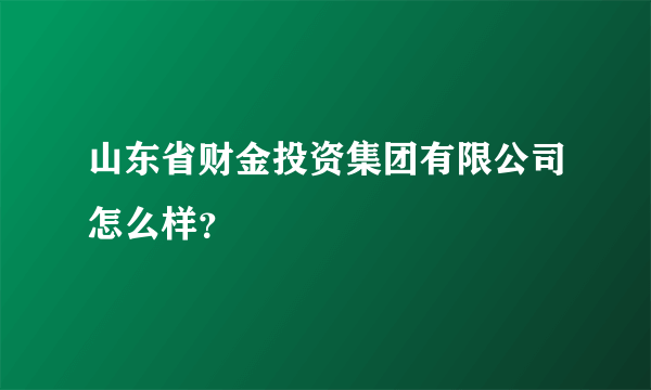 山东省财金投资集团有限公司怎么样？