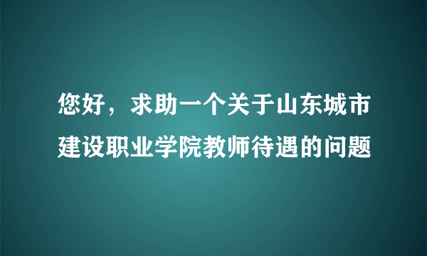 您好，求助一个关于山东城市建设职业学院教师待遇的问题