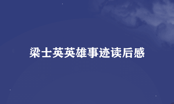 梁士英英雄事迹读后感