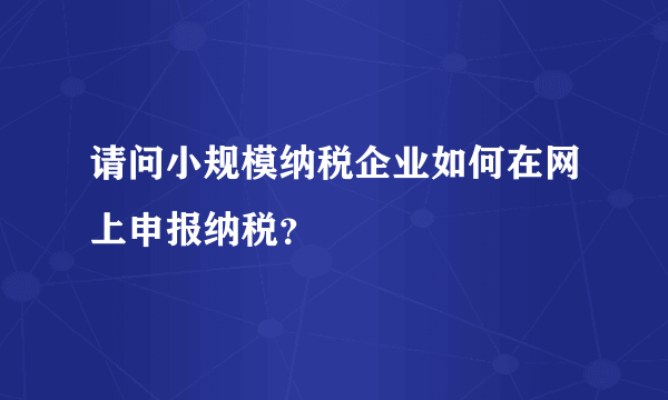 请问小规模纳税企业如何在网上申报纳税？