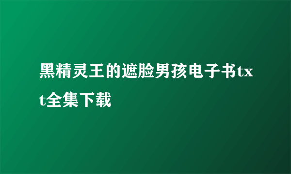 黑精灵王的遮脸男孩电子书txt全集下载