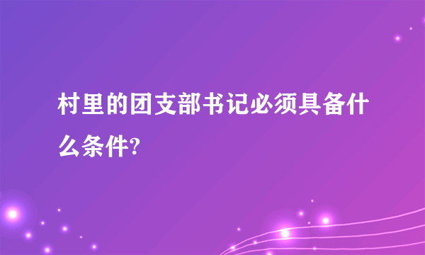 村里的团支部书记必须具备什么条件?