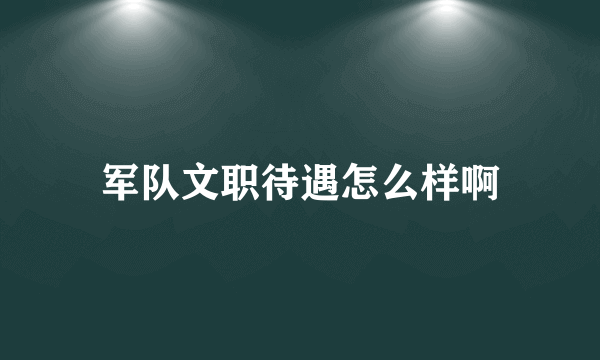 军队文职待遇怎么样啊