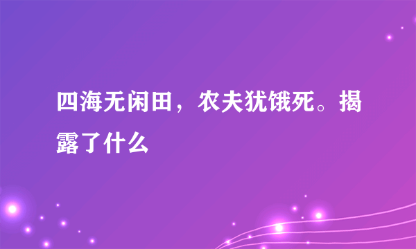 四海无闲田，农夫犹饿死。揭露了什么