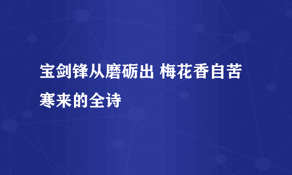 宝剑锋从磨砺出 梅花香自苦寒来的全诗