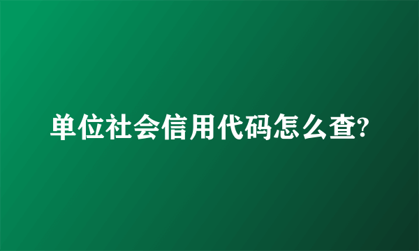 单位社会信用代码怎么查?