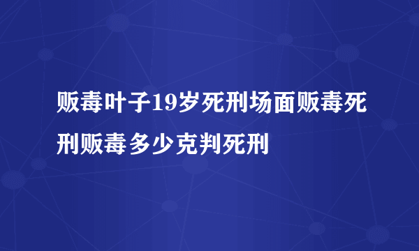 贩毒叶子19岁死刑场面贩毒死刑贩毒多少克判死刑