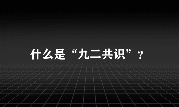 什么是“九二共识”？