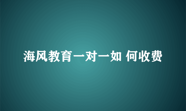 海风教育一对一如 何收费