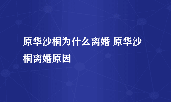 原华沙桐为什么离婚 原华沙桐离婚原因