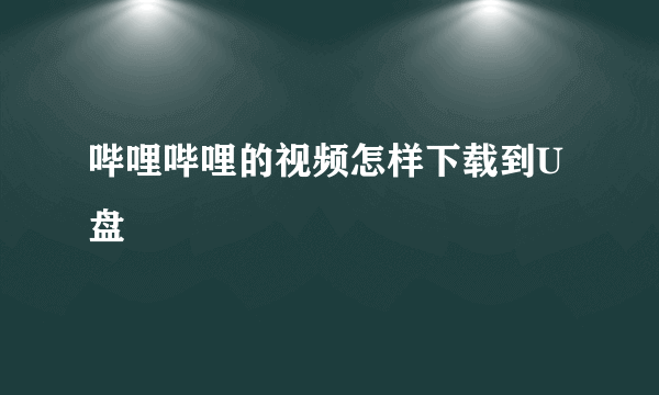 哔哩哔哩的视频怎样下载到U盘