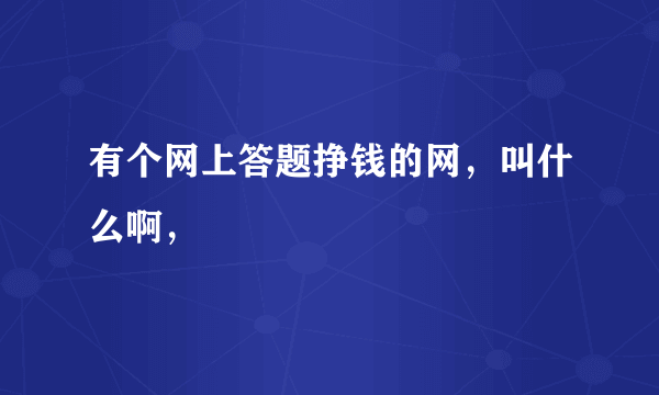 有个网上答题挣钱的网，叫什么啊，