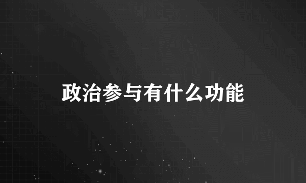 政治参与有什么功能