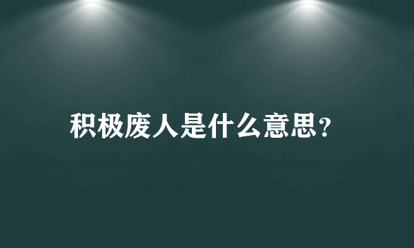 积极废人是什么意思？