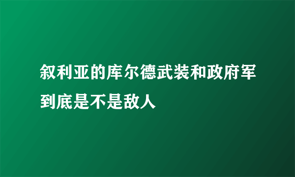 叙利亚的库尔德武装和政府军到底是不是敌人