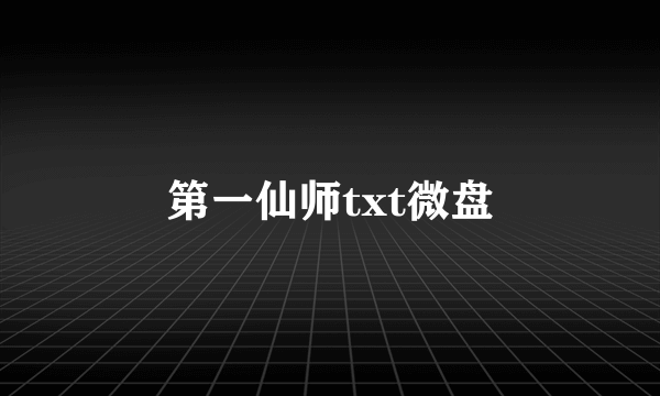 第一仙师txt微盘