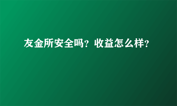 友金所安全吗？收益怎么样？