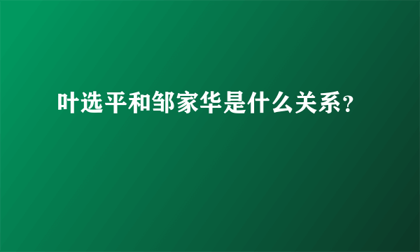 叶选平和邹家华是什么关系？