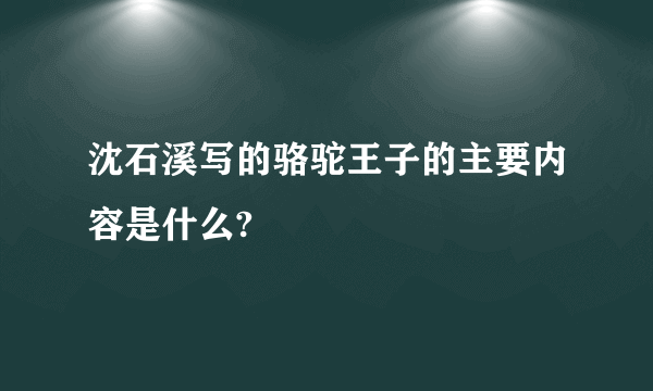 沈石溪写的骆驼王子的主要内容是什么?