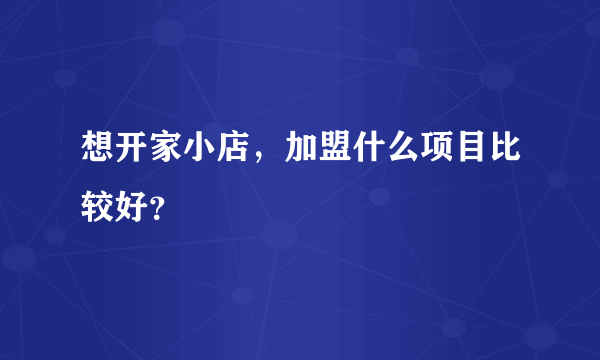 想开家小店，加盟什么项目比较好？