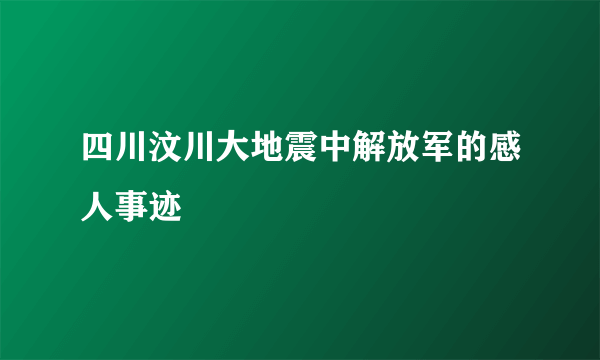 四川汶川大地震中解放军的感人事迹