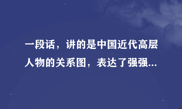 一段话，讲的是中国近代高层人物的关系图，表达了强强联合的观点，其中有梁启超、梁思成等。