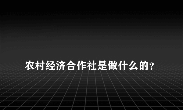 
农村经济合作社是做什么的？
