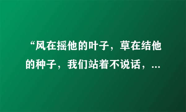 “风在摇他的叶子，草在结他的种子，我们站着不说话，就十分美好”这首顾城的诗表达的是什么意思？