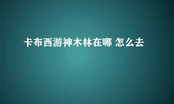 卡布西游神木林在哪 怎么去