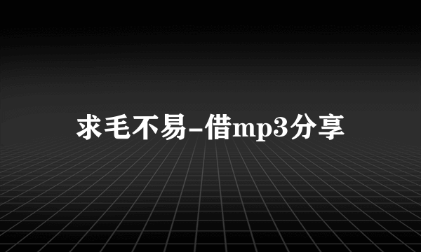 求毛不易-借mp3分享