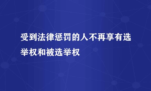 受到法律惩罚的人不再享有选举权和被选举权