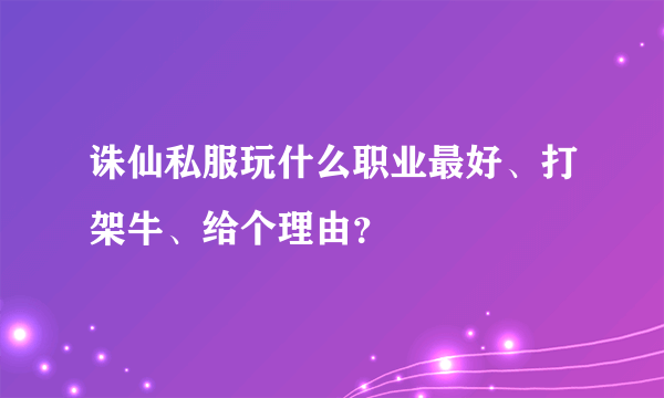 诛仙私服玩什么职业最好、打架牛、给个理由？