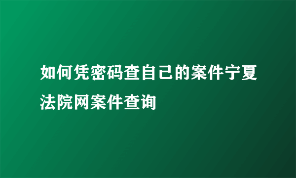 如何凭密码查自己的案件宁夏法院网案件查询