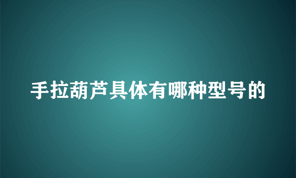 手拉葫芦具体有哪种型号的