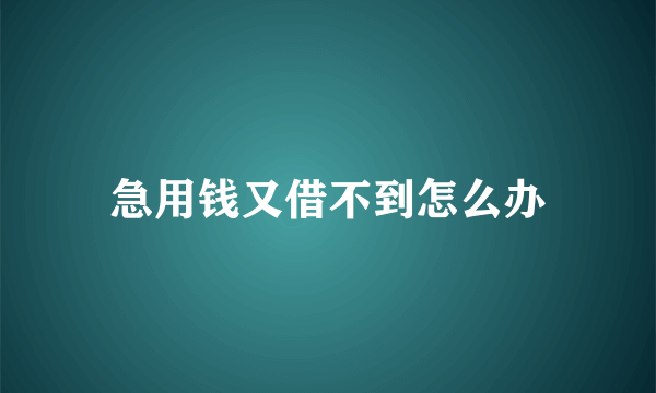 急用钱又借不到怎么办