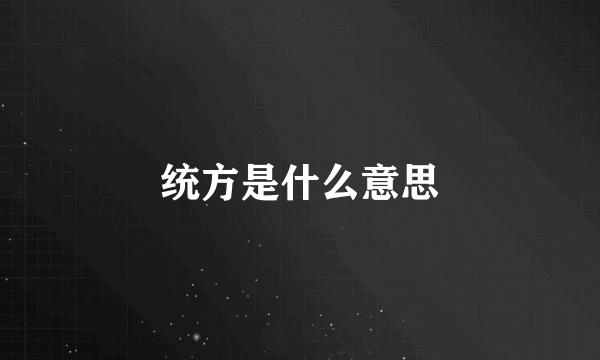 统方是什么意思